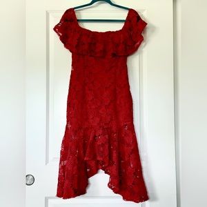 Stunning Banjul red lace dress